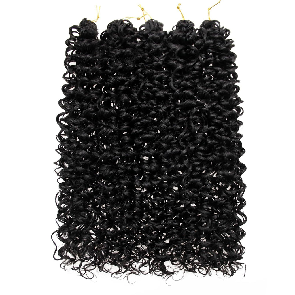 Curl Crochet Hair Extensions 16-inch Water Wave Crochet Black Synthetic Bohemian Crochet Deep Wave Crochet Hair Extensions 1B
