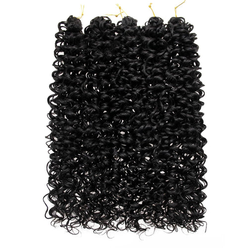 Curl Crochet Hair Extensions 16-inch Water Wave Crochet Black Synthetic Bohemian Crochet Deep Wave Crochet Hair Extensions 1B