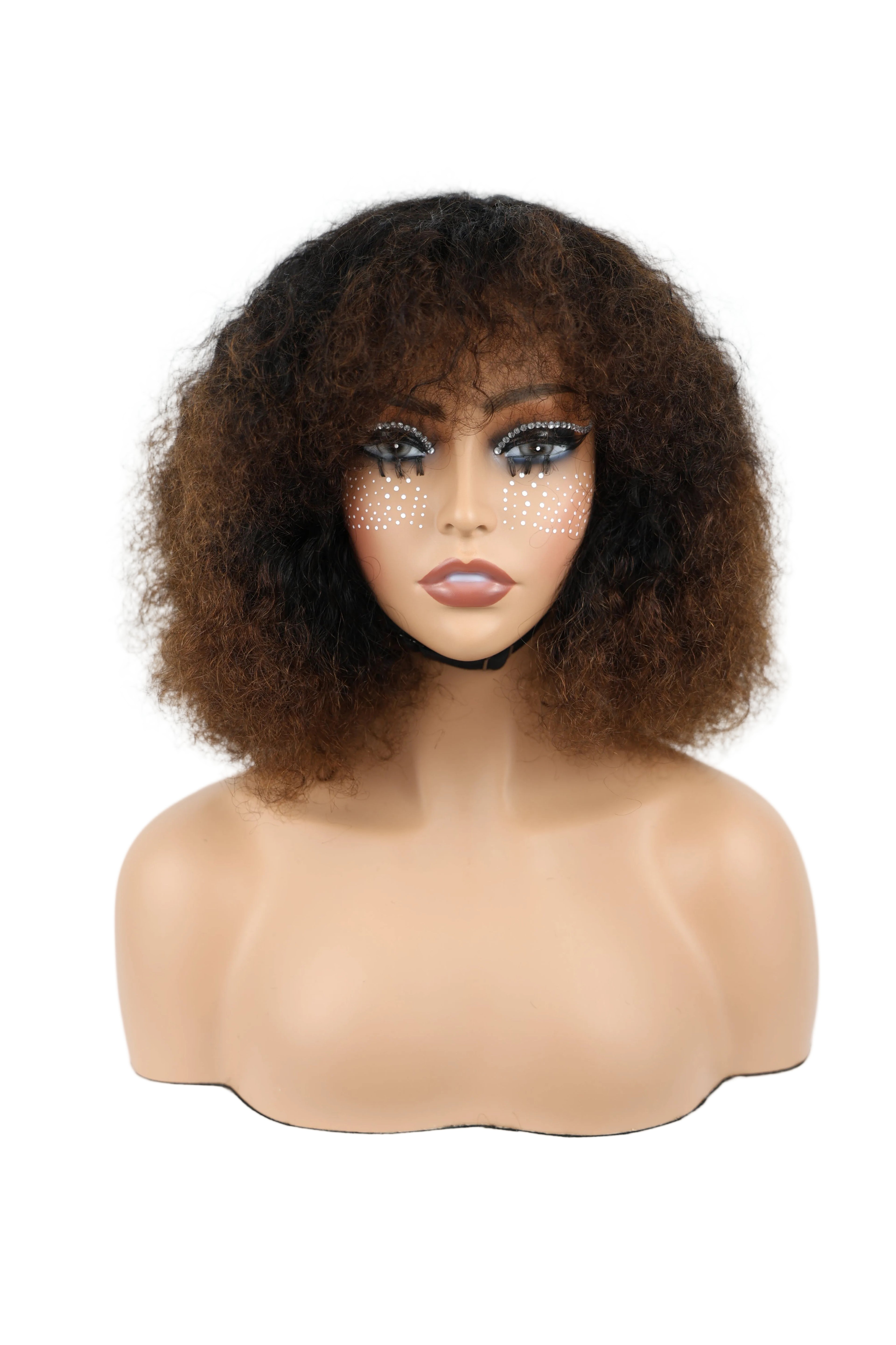 Full human hair wig, Vietnamese hair quality, machine-made small curly 055