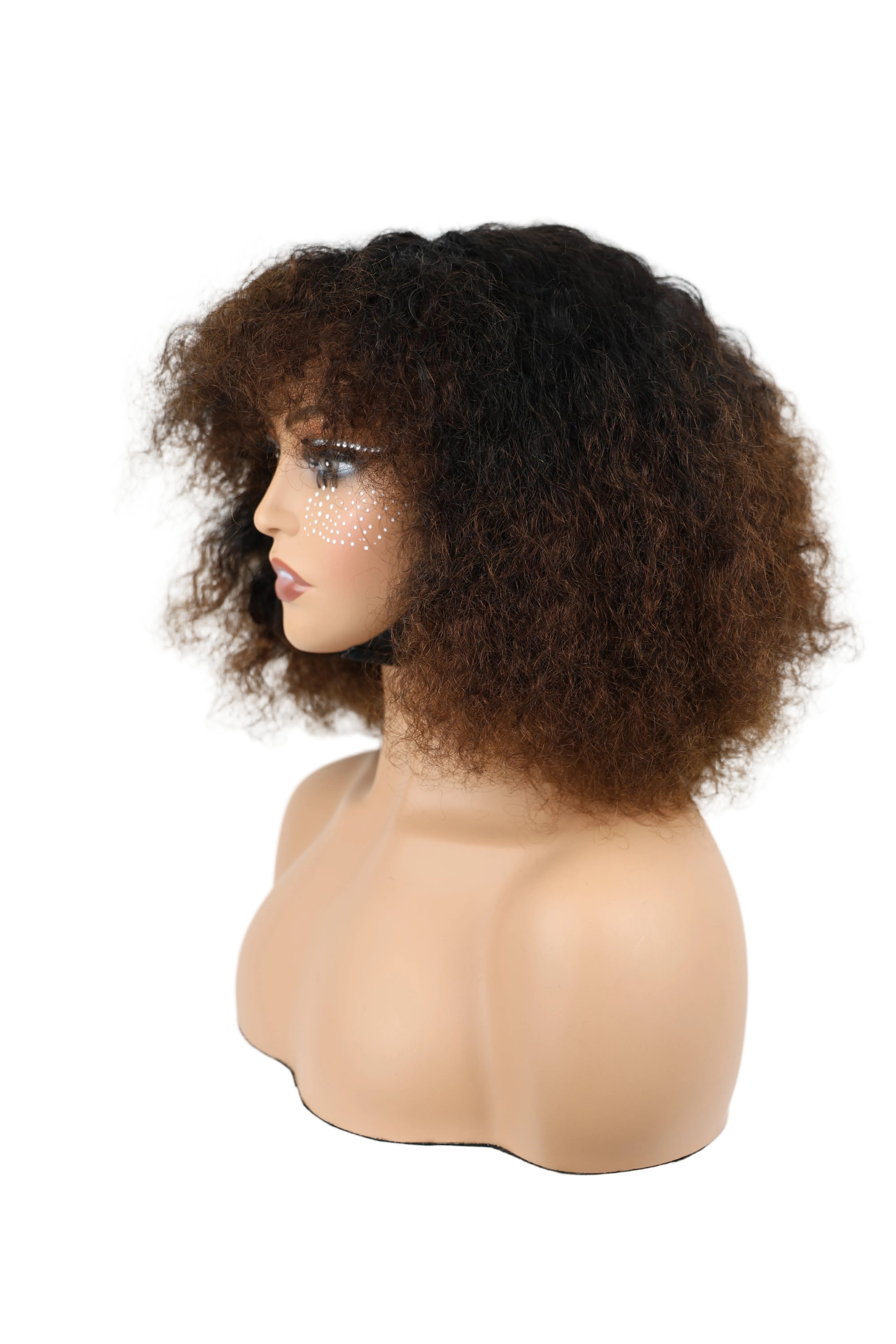 Full human hair wig, Vietnamese hair quality, machine-made small curly 055
