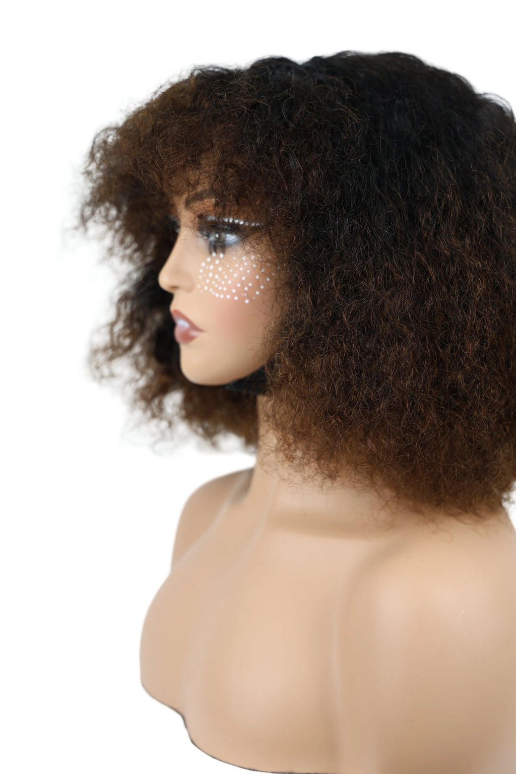 Full human hair wig, Vietnamese hair quality, machine-made small curly 055