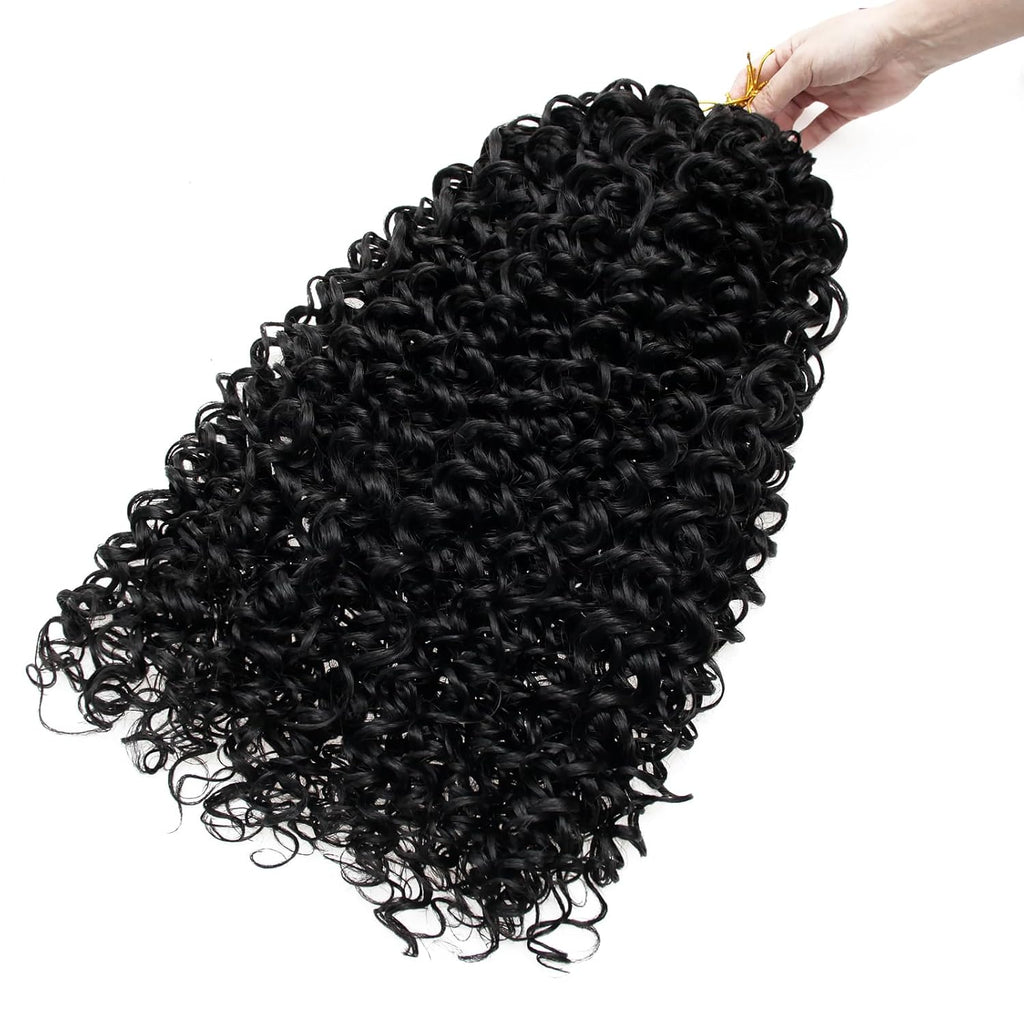 Curl Crochet Hair Extensions 16-inch Water Wave Crochet Black Synthetic Bohemian Crochet Deep Wave Crochet Hair Extensions 1B