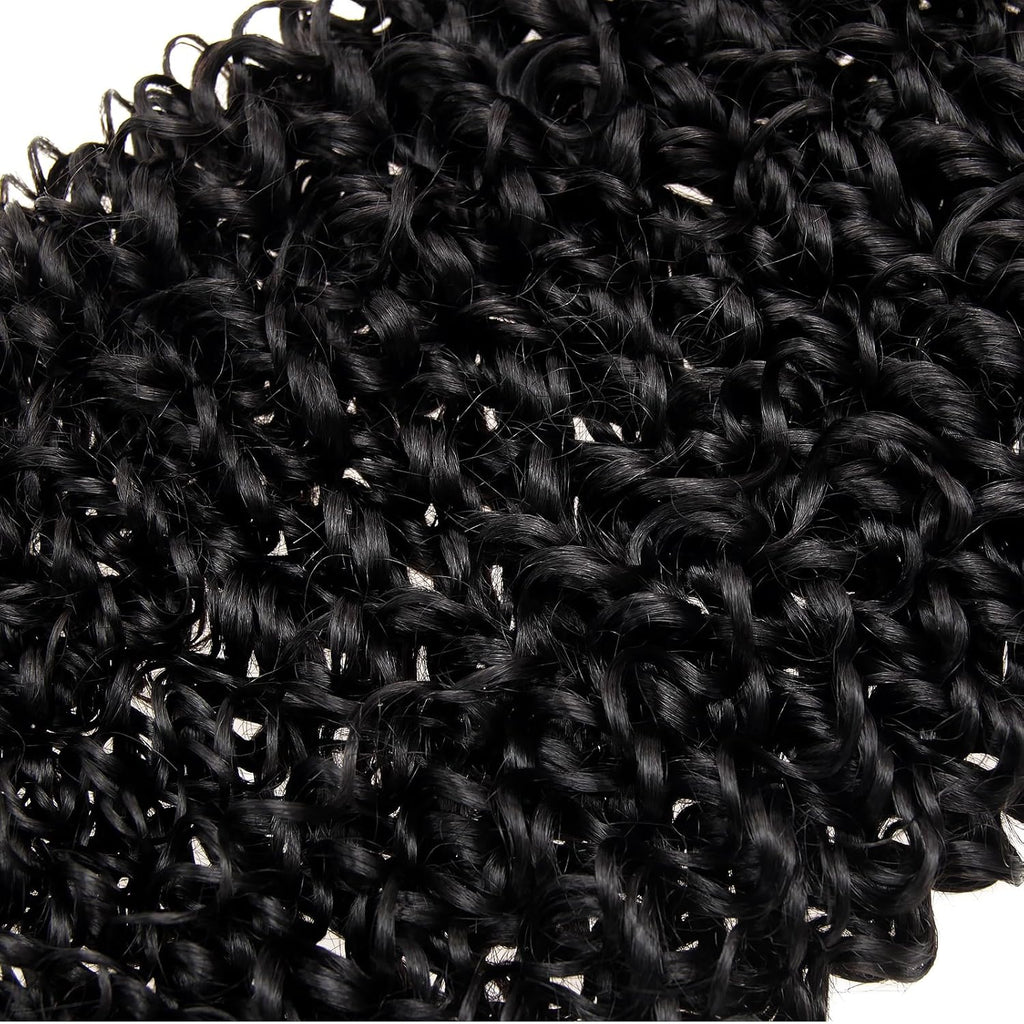Curl Crochet Hair Extensions 16-inch Water Wave Crochet Black Synthetic Bohemian Crochet Deep Wave Crochet Hair Extensions 1B
